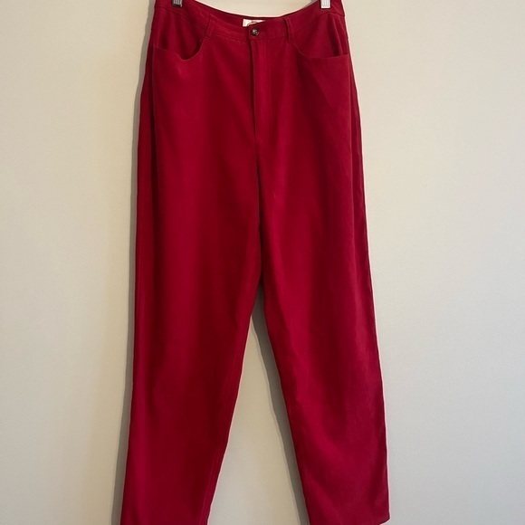 VTG Talbots Women’s 8 Velvety High Rise Red Pants Stretch Holiday Comfy Chic - Picture 2 of 12